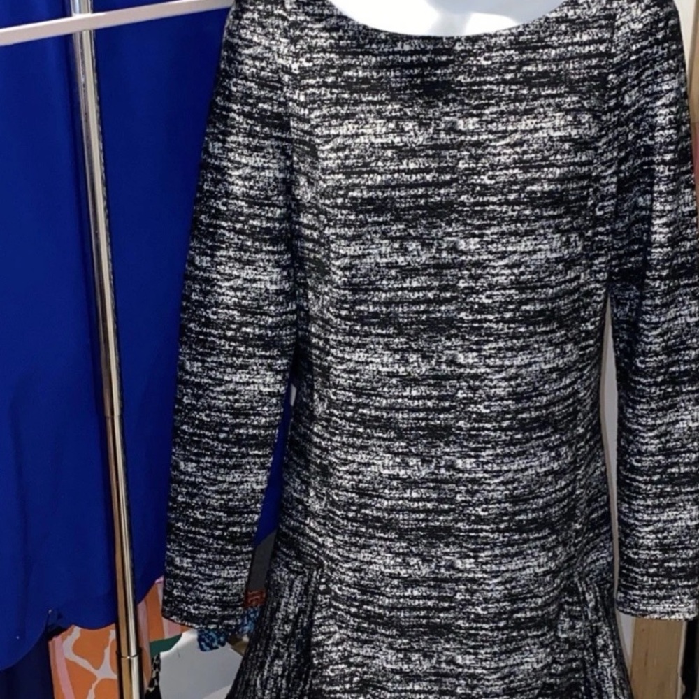 Banana Republic Marled Static Knit Drop Waist Flounce Shift Dress Sz 6